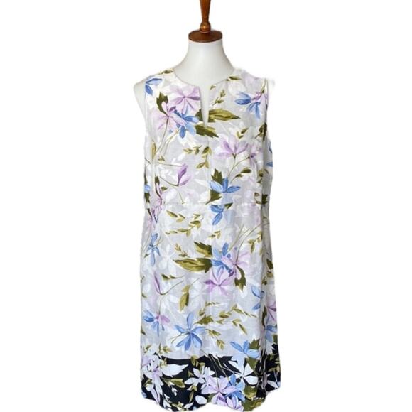 J. Jill Love Linen Dress MP Medium Petite Classic Dress Fall Floral Boho MP Work - Picture 7 of 9